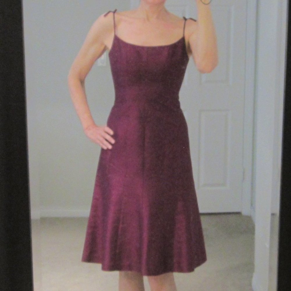 100% Silk Taffeta Evening Dress Burgundy